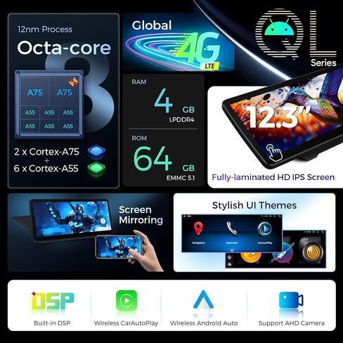 XTRONS 12.3 بوصة Android 14 ستيريو سيارة لمرسيدس بنز W212 S212 (2013-2014) نظام NTG 4.5 4.7، شاشة لمس IPS 4+64 جيجابايت راديو سيارة عالمي 4G نظام تحديد المواقع العالمي يدعم CarPlay Android Auto in Kuwait