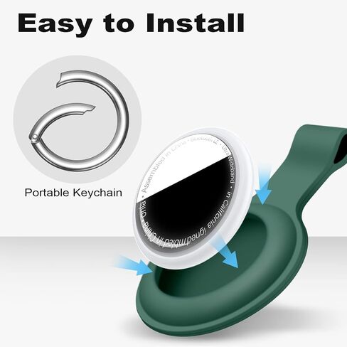 سلسلة مفاتيح لحافظة AirTag لحامل بطاقات الهواء من السيليكون لحافظات حلقات المفاتيح AirTags، سلسلة علامات لـ Apple لملحقات مكتشف عناصر AirTag GPS، أسود in Saudi Arabia