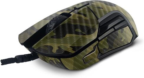 MightySkins Carbon Fiber Skin Compatible With SteelSeries Rival 5 Gaming Mouse - Green Camouflage | Protective, Durable Textured Carbon Fiber Finish | Easy To Apply and Change Styles | Made in the USA in Saudi Arabia