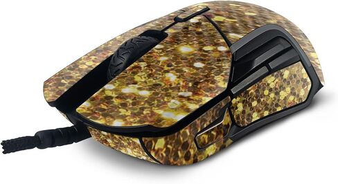 MightySkins Carbon Fiber Skin Compatible with SteelSeries Rival 5 Gaming Mouse - Gold Dazzle | Protective, Durable Textured Carbon Fiber Finish | Easy to Apply and Change Styles | Made in The USA in Saudi Arabia