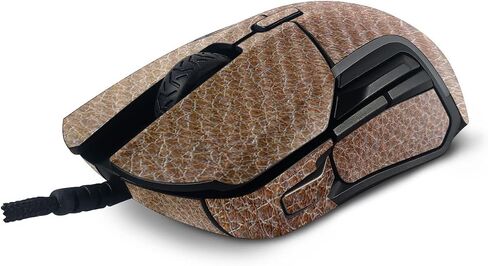 MightySkins Carbon Fiber Skin Compatible with SteelSeries Rival 5 Gaming Mouse - Brown Pleather | Protective, Durable Textured Carbon Fiber Finish | Easy to Apply and Change Styles | Made in The USA in Saudi Arabia