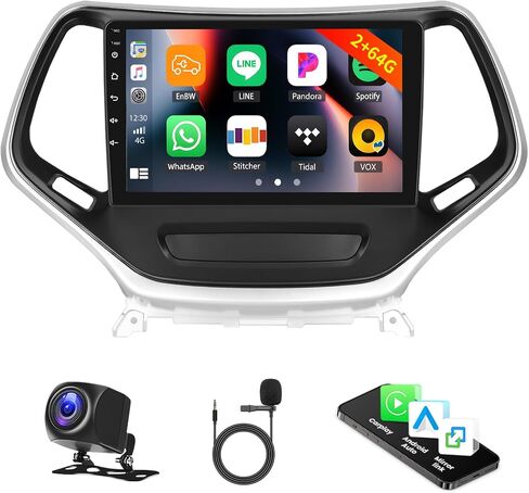 [4+128G] Android 15 Car Radio Stereo for Jeep Cherokee 2013-2018 with Wireless Carplay&Android Auto,10.1 Inch Car Radio with Mirror Link Bluetooth FM/RDS WiFi GPS EQ DSP SWC+AHD Backup Camera in Saudi Arabia