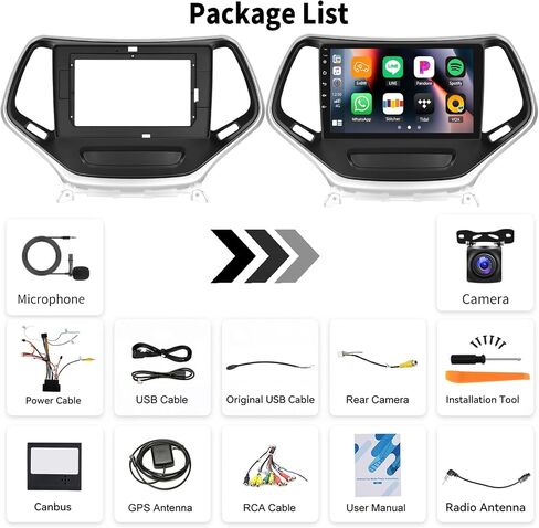 [4+128G] Android 15 Car Radio Stereo for Jeep Cherokee 2013-2018 with Wireless Carplay&Android Auto,10.1 Inch Car Radio with Mirror Link Bluetooth FM/RDS WiFi GPS EQ DSP SWC+AHD Backup Camera in Saudi Arabia