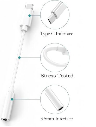 5 عبوات من محول صوت USBc إلى 3.5 مم، محول سماعة الرأس إلى USB C متوافق مع سلسلة iPhone 17/16/15، وSamsung Galaxy S25، وS24، وS23 Ultra، وNote 20، وiPad Pro، وMacBook، وPixel XL والمزيد in Kuwait