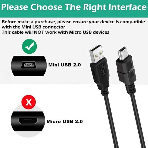 10ft Mini USB Cable, 2 Pack 10ft USB 2.0 to Mini B Charger Cable Charging Data Cord Compatible with PS3 Controller, MP3 Player, Digital Camera, Dash Cam, GPS Receiver in Kuwait