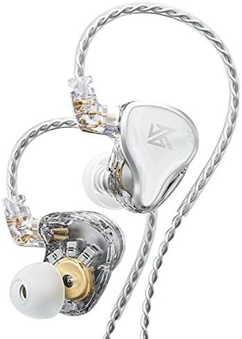 سماعات أذن KZ ZAS مكونة من 16 وحدة بتقنية Hybrid Technology Drive سلكية، kz IEM داخل الأذن، سماعة رأس HiFi داخل الأذن، جودة صوت عالية مع كابل مطلي بالفضة (بدون ميكروفون، أبيض) in Kuwait