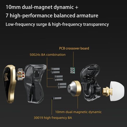 سماعات أذن KZ ZAS مكونة من 16 وحدة بتقنية Hybrid Technology Drive سلكية، kz IEM داخل الأذن، سماعة رأس HiFi داخل الأذن، جودة صوت عالية مع كابل مطلي بالفضة (بدون ميكروفون، أبيض) in Kuwait