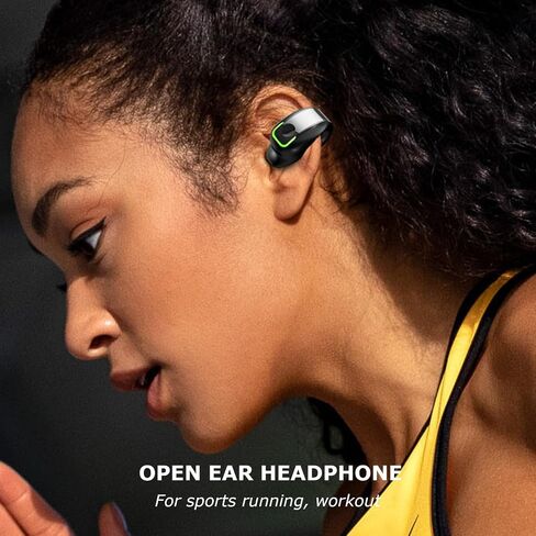 Open Ear Headphones, 1Pcs Over Ear Clip Earbuds, Single Ear Bone Conduction Bluetooth 5.3 Headphone with IPX4, for Sports Running, Workout (Black) in Saudi Arabia