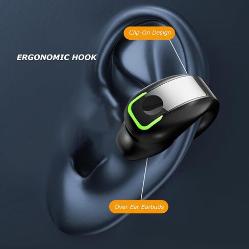 Open Ear Headphones, 1Pcs Over Ear Clip Earbuds, Single Ear Bone Conduction Bluetooth 5.3 Headphone with IPX4, for Sports Running, Workout (Black) in Saudi Arabia