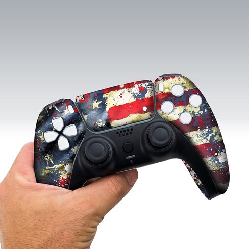 وحدة تحكم PS-5 المخصصة من Tattered Flag متوافقة مع Play-Station 5 بواسطة وحدات تحكم BCB | صُنع بفخر في الولايات المتحدة الأمريكية من خلال طباعة HYDRO-DIP الدائمة (ليست مجرد جلد) in Kuwait