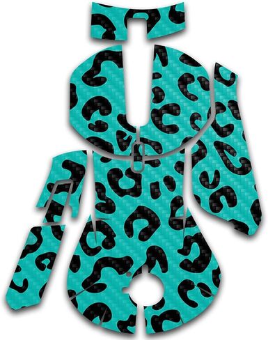 MightySkins Carbon Fiber Skin Compatible with SteelSeries Rival 5 Gaming Mouse - Teal Leopard | Protective, Durable Textured Carbon Fiber Finish | Easy to Apply and Change Styles | Made in The USA in Saudi Arabia