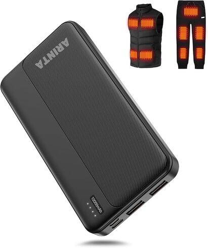 5V 2A Battery Pack Power Bank for Heated Vest, Heated Jackets, Heated Pants, 10000mAh Packet Size Portable Charger for Heated Clothing, USB Heated Blankets, Heated Coats. (Black) in Saudi Arabia