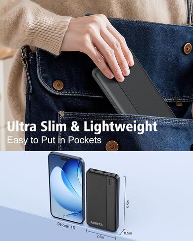 5V 2A Battery Pack Power Bank for Heated Vest, Heated Jackets, Heated Pants, 10000mAh Packet Size Portable Charger for Heated Clothing, USB Heated Blankets, Heated Coats. (Black) in Saudi Arabia