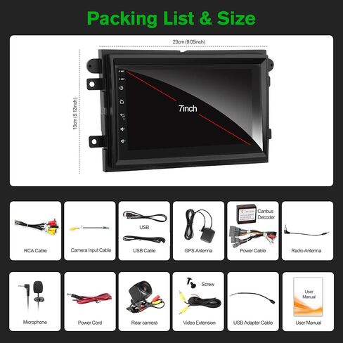 [4+64G] ستيريو سيارة Android 13 مع Carplay لاسلكي وAndroid Auto لسيارة Ford F150 F250 F350 E-250 E-350 Escape Focus ترقية راديو تعمل باللمس مع كاميرا AHD، ملاحة GPS، SWC، WiFi، FM، بلوتوث in Kuwait