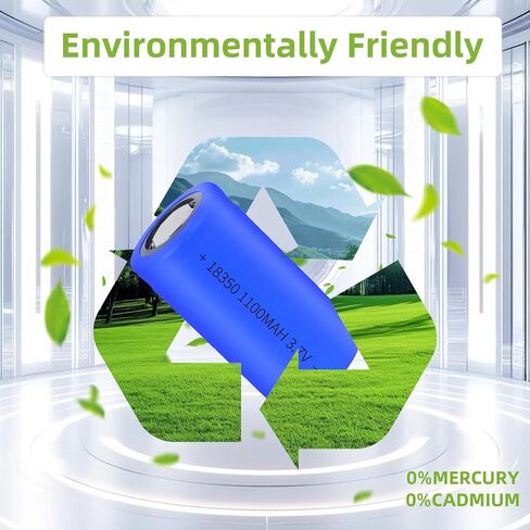 18350 Battery Lithium 2 Pack,3.7V Rechargeable Battery 1100mAh Flat Top for Flashlight, Solar Garden Light and More in Saudi Arabia