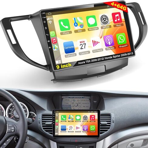 ستيريو سيارة 8core 4G+64G لسيارة Acura TSX 2009-2014/Honda Spirior 2009-2013، شاشة لمس 9 بوصة Android 13 راديو Acura مع CarPlay اللاسلكي، Android Auto، GPS Navi، 5G WiFi، بلوتوث 5.2، SWC، راديو FM in Kuwait