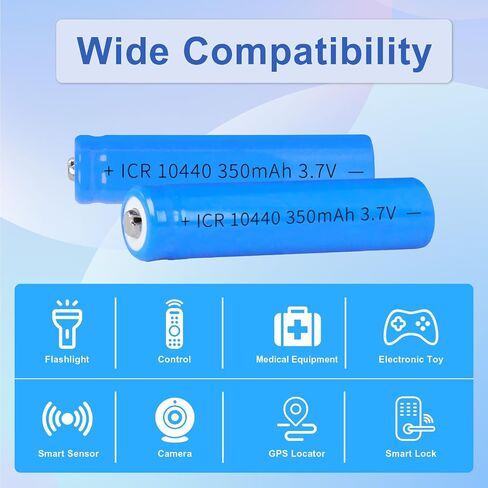 18350 Battery Lithium 2 Pack,3.7V Rechargeable Battery 1100mAh Flat Top for Flashlight, Solar Garden Light and More in Saudi Arabia