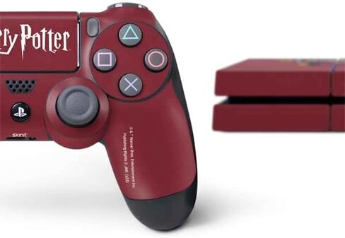 ملصق Skinit المخصص للألعاب متوافق مع وحدة تحكم PS4 وحزمة وحدة التحكم - تصميم Warner Bros Gryffindor House Crest المرخص رسميًا in Kuwait