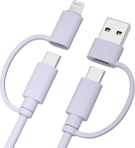 سلك شاحن هواء Elebase iPhone، كابل شحن 4 في 1 بطول 3.3 أقدام، سلك شاحن متعدد 60 وات مع محول USB A/Lightning لأجهزة Apple الجديدة 17 16 15 14 Pro Max Plus، Samsung Galaxy S25 S24 S23 Ultra Plus، Z Flip Fold in Kuwait