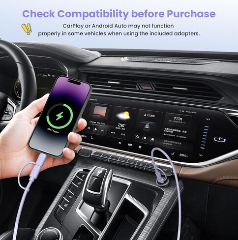 سلك شاحن هواء Elebase iPhone، كابل شحن 4 في 1 بطول 3.3 أقدام، سلك شاحن متعدد 60 وات مع محول USB A/Lightning لأجهزة Apple الجديدة 17 16 15 14 Pro Max Plus، Samsung Galaxy S25 S24 S23 Ultra Plus، Z Flip Fold in Kuwait