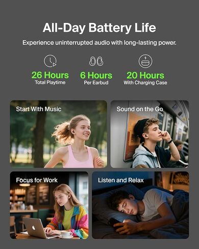 Belkin SoundForm Anywhere Wireless EarBuds, IPX4 Waterproof Bluetooth Earphones, Long-Lasting Comfort, Compact Case with Keyring for iPhone, iPad, Tablet, Laptop, Hiking, Running, Travel, etc. - Black in Saudi Arabia