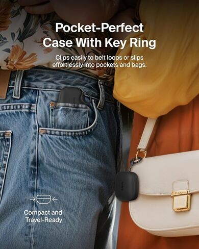 Belkin SoundForm Anywhere Wireless EarBuds, IPX4 Waterproof Bluetooth Earphones, Long-Lasting Comfort, Compact Case with Keyring for iPhone, iPad, Tablet, Laptop, Hiking, Running, Travel, etc. - Black in Saudi Arabia