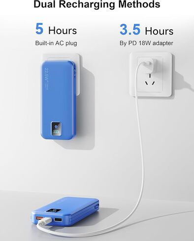 شاحن محمول، بطارية احتياطية للشحن السريع بقدرة 12000 مللي أمبير في الساعة بقدرة 22.5 وات مع كابلات مدمجة ومقبس حائط، حزمة بطارية أساسية للسفر مع شاشة LED، بنك بطارية خارجي USB C لأجهزة iPhone iPad وSamsung Green in Kuwait