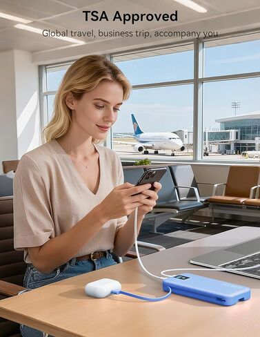 شاحن محمول، بطارية احتياطية للشحن السريع بقدرة 12000 مللي أمبير في الساعة بقدرة 22.5 وات مع كابلات مدمجة ومقبس حائط، حزمة بطارية أساسية للسفر مع شاشة LED، بنك بطارية خارجي USB C لأجهزة iPhone iPad وSamsung Green in Kuwait