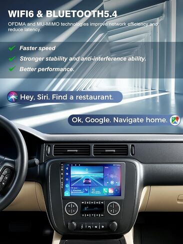 5G WiFi(6) Car Radio for GMC Yukon Chevrolet Chevy Silverado 2007-2013 Tahoe Sierra Android13/Wireless CarPlay/Android Auto/Touch Screen/GPS Navigation/Bluetooth/FM/HD Backup Camera (Mahogany(2+64)) in Saudi Arabia