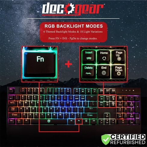 Deco Gear MECHBRD100 Mechanical Gaming Keyboard - RGB Back Lighting - Anti-Ghosting Black - (Renewed) in Kuwait