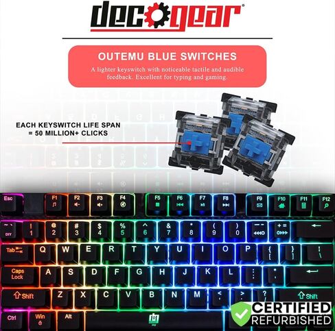 Deco Gear MECHBRD100 Mechanical Gaming Keyboard - RGB Back Lighting - Anti-Ghosting Black - (Renewed) in Kuwait