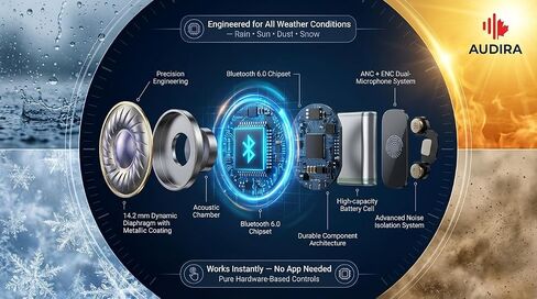 سماعات أذن لاسلكية، بلوتوث 6.0، سماعات رأس لاسلكية، شاشة LED رقمية للبطارية، سماعات أذن مقاومة للماء IPX7، وقت تشغيل لمدة 56 ساعة، وضع الاستعداد 200 ساعة، شحن من النوع C، أدوات تحكم ذكية باللمس. (أسود) in Saudi Arabia