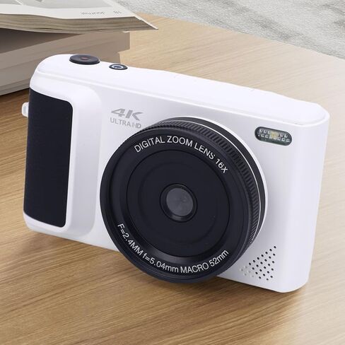 كاميرا رقمية 4K للتصوير الفوتوغرافي، مع شاشة قلاب 3 180 درجة، تكبير 16X، نقطة تكبير رقمية والتقاط كامارا، كاميرا سفر مدمجة لمدونة الفيديو، للمبتدئين (أبيض) in Kuwait