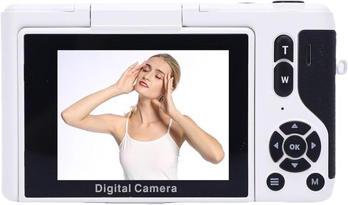 كاميرا رقمية 4K للتصوير الفوتوغرافي، مع شاشة قلاب 3 180 درجة، تكبير 16X، نقطة تكبير رقمية والتقاط كامارا، كاميرا سفر مدمجة لمدونة الفيديو، للمبتدئين (أبيض) in Kuwait