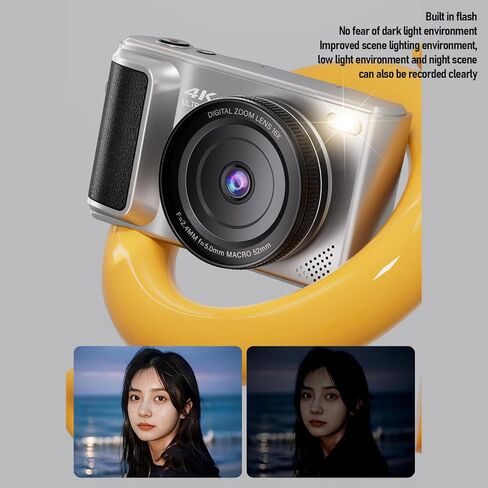 4K Digital Camera for Photography, with 3 180° Flip Screen, 16X Zoom, Digital Zoom Point and Shoot Camara, Compact Vlog Travel Camara, for Beginner (White) in Kuwait