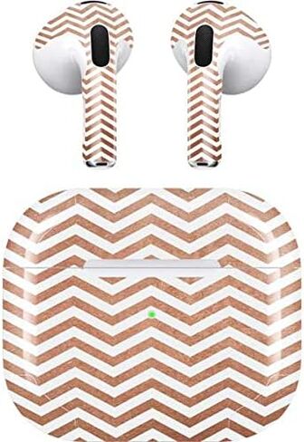 Skinit Decal Audio Skin Compatible with Apple AirPods (3rd Gen, 2021) - Skinit Originally Designed Rose Gold Chevron Design in Saudi Arabia