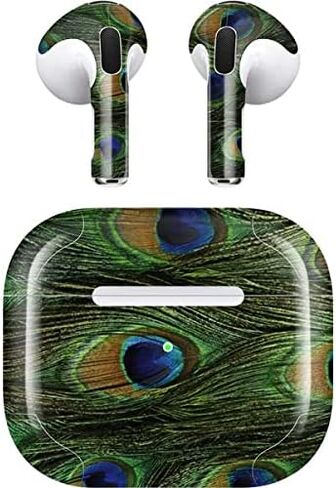 غلاف صوتي من Skinit متوافق مع Apple AirPods (الجيل الثالث، 2021) - تصميم الطاووس المصمم في الأصل من Skinit in Saudi Arabia