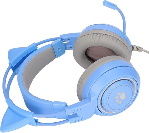 ciciglow Cat Ear Gaming Headset, 3.5mm/0.1in Plug Wired Gaming Headphones with Noise Canceling Mic Game Earphone Supports Volume Adjustment for PC Laptop for (Pinkish) in Saudi Arabia