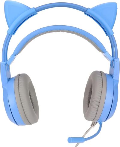 ciciglow Cat Ear Gaming Headset, 3.5mm/0.1in Plug Wired Gaming Headphones with Noise Canceling Mic Game Earphone Supports Volume Adjustment for PC Laptop for (Pinkish) in Saudi Arabia