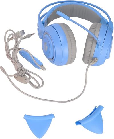 ciciglow Cat Ear Gaming Headset, 3.5mm/0.1in Plug Wired Gaming Headphones with Noise Canceling Mic Game Earphone Supports Volume Adjustment for PC Laptop for (Pinkish) in Saudi Arabia