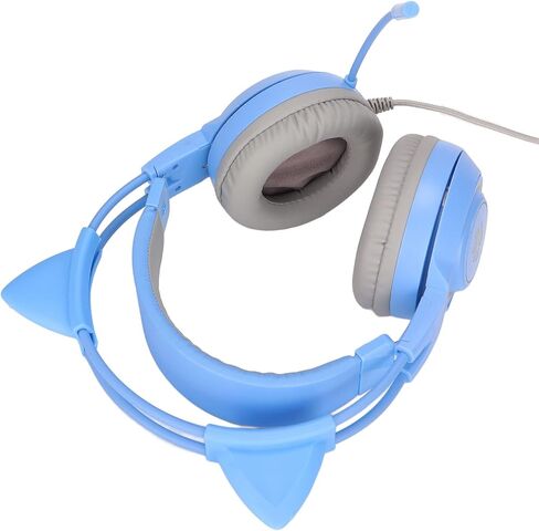 ciciglow Cat Ear Gaming Headset, 3.5mm/0.1in Plug Wired Gaming Headphones with Noise Canceling Mic Game Earphone Supports Volume Adjustment for PC Laptop for (Pinkish) in Saudi Arabia