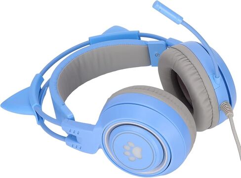 ciciglow Cat Ear Gaming Headset, 3.5mm/0.1in Plug Wired Gaming Headphones with Noise Canceling Mic Game Earphone Supports Volume Adjustment for PC Laptop for (Pinkish) in Saudi Arabia