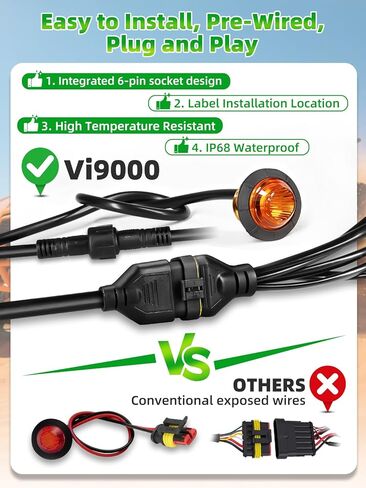 UTV Turn Sign Signal Kit ، مسبقًا مسبقًا ، توصيل وتشغيل مجموعات UNIVERAL Legal UTV Legal UTV مع مفتاح الروك ، ضوء الخطر ، القرن 110D ، متوافق مع Polaris ، Can-AM ، Kawasaki ، CFMOTO in Kuwait