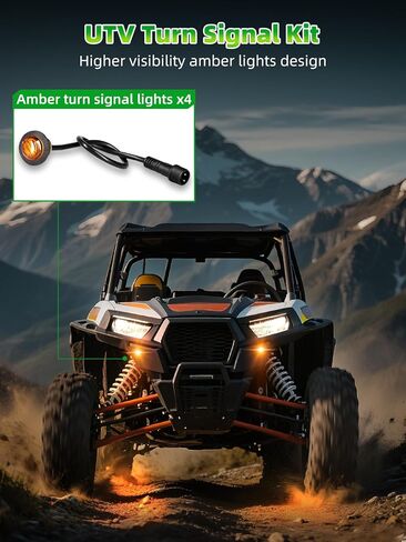 UTV Turn Sign Signal Kit ، مسبقًا مسبقًا ، توصيل وتشغيل مجموعات UNIVERAL Legal UTV Legal UTV مع مفتاح الروك ، ضوء الخطر ، القرن 110D ، متوافق مع Polaris ، Can-AM ، Kawasaki ، CFMOTO in Kuwait