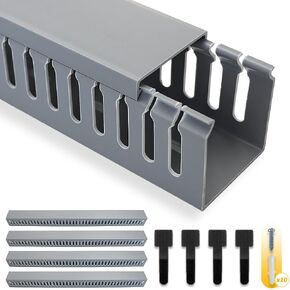 Cable Raceway 95" Open Slot Cable Management Kit Large Capacity Upgraded Snap Structure,Wire Cover Cord Hider for Under Desk&Industrial Network/PC/TVs- 23.6" X 1.97" X 1.97" X 4PCS LWH Black Color in Kuwait
