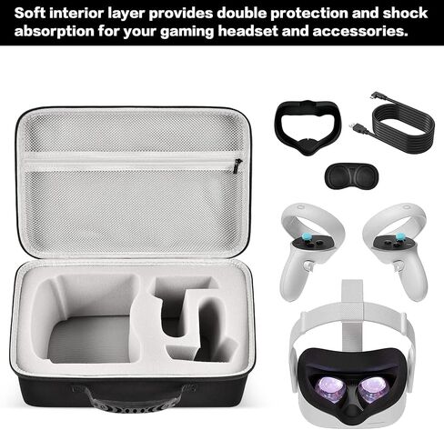 حقيبة حمل صلبة لسماعات ألعاب الواقع الافتراضي Oculus Quest 2 الكل في واحد مع حافظة محرك فلاش USB باللون الأحمر - عبوتان in Saudi Arabia