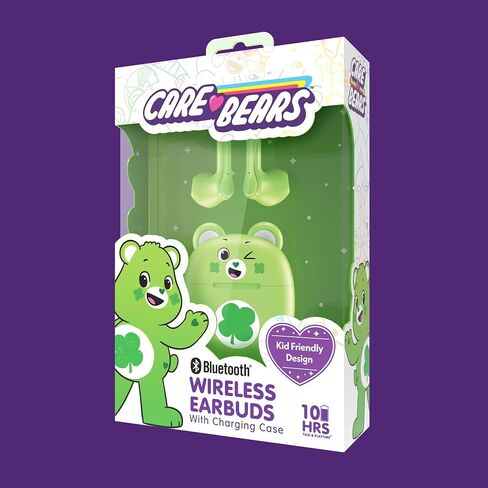 سماعات أذن لاسلكية بتقنية البلوتوث من Care Bears مع علبة شحن - ميكروفون مدمج، سهل الاقتران، تصميم لطيف على شكل دب، أرجواني، مثالي للأطفال والمشجعين المراهقين in Kuwait