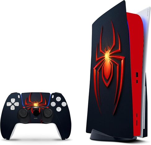 ZOOMHITSKINS متوافق مع جلد PS5، الأبطال الخارقين الأسود والبرتقالي الناري، متين، خالي من الفقاعات، إصدار مع قرص، مقطوع بدقة in Saudi Arabia