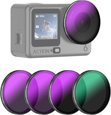 مجموعة مرشحات ND لملحقات DJI OSMO Action 6 (3 عبوات)، Action6 ND16 ND64 ND256 مرشحات عدسة زجاجية بصرية احترافية مع طلاء متعدد لضبابية الحركة السينمائية وتقليل الضوء in Kuwait