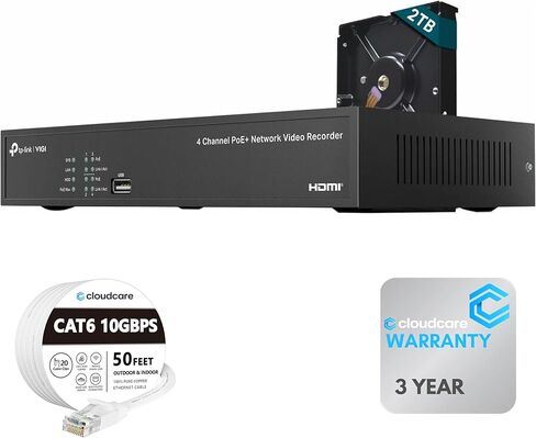 تي بي لينك فيجي 4 قنوات PoE+ مسجل فيديو شبكي 2 تيرابايت HDD | عرض وإخراج فيديو HDMI بدقة 4K | ما يصل إلى 8 قنوات بدقة 2 ميجابكسل (25 إطارًا في الثانية) / 4 قنوات بدقة 4 ميجابكسل (25 إطارًا في الثانية) | المراقبة عن بعد | محرك أقراص ثابتة سعة 2 تيرابايت مث in Kuwait